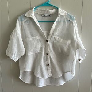 Zara Off-White Linen Shirt